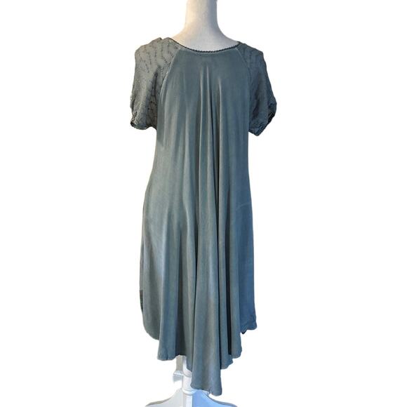 Sakkas Dress Women Large Blue Embroidered Flared Relaxed Kai Palm Tree Caftan - Picture 2 of 5
